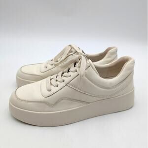Vince Warren Court Low Top Sneaker Shoes Women's Lace-Up Cream Size US8.5 EU39